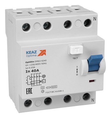 Выключатель дифференциального тока (УЗО) КЭАЗ OptiDin DM63-4240-AС-УХЛ4 206874