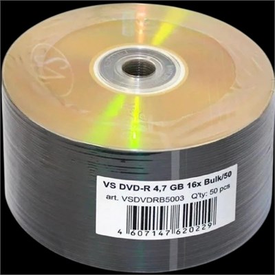 Диск DVD-R VS 4.7GB 16x Shrink (50 шт.) (VSDVDRB5003) 216911