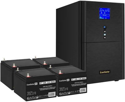 ИБП ExeGate SineTower SZ-3000.LCD.AVR.3SH.1C13.RJ.USB + 4xDT 1226 (26Ач) 221657