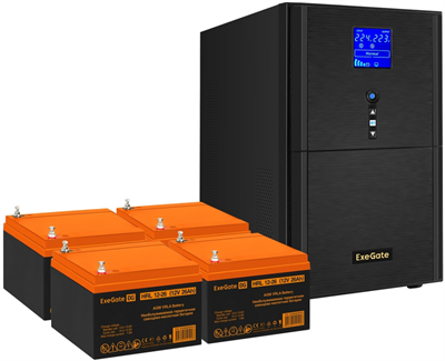 ИБП ExeGate SineTower SZ-5000.LCD.AVR.2SH.1C13.T.RJ.USB + 4xHRL 12-26 (26Ач) 221705
