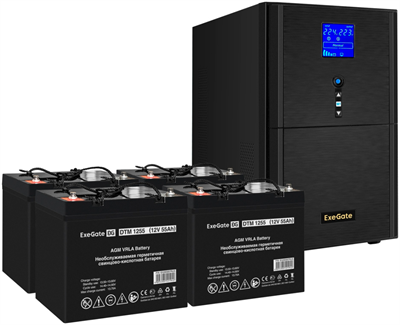 ИБП ExeGate SineTower SZ-5000.LCD.AVR.2SH.1C13.T.RJ.USB + 4xDTM 1255 (55Ач) 221790