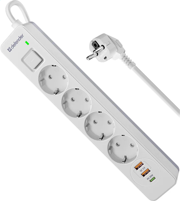 Сетевой фильтр Defender DFS-141 White 222006