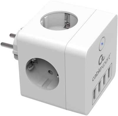 Сетевой фильтр Cablexpert Cube CUBE-4-U4-W 222015