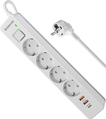 Сетевой фильтр Defender DFS-143 White 222032