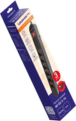 Сетевой фильтр Ippon NF-EU-3-16 Black 222069