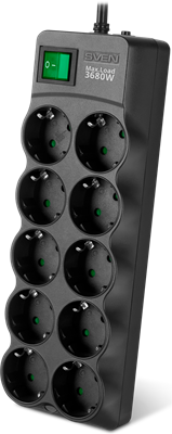 Сетевой фильтр Sven SF-10E-16 Black 3м 222088