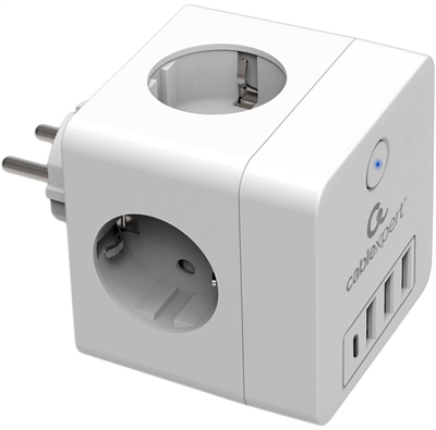 Сетевой фильтр Cablexpert Cube CUBE-4-СU3-W 222091