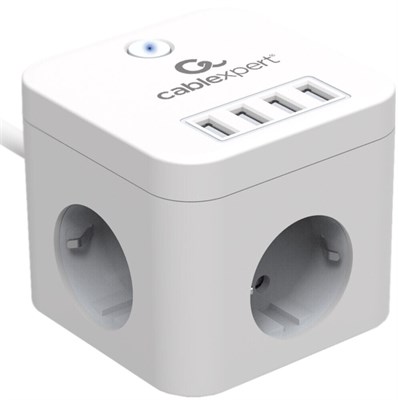 Сетевой фильтр Cablexpert Cube CUBE-3-U4-W-1.5 222104