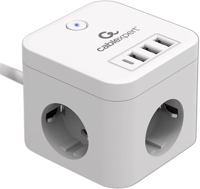 Сетевой фильтр Cablexpert Cube CUBE-3-CU3-W-1.5 222125