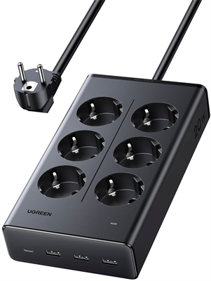 Сетевой удлинитель UGREEN S622 Black (75141) 222174