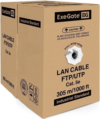 Бухта ExeGate UTP4-C5E-CCA-P24-IN-PVC-GY-305, 305м 241862