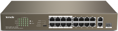 Коммутатор (свитч) Tenda TEF1118P-16-150W 243320