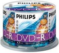 Диск DVD-R Philips 4.7GB 16x Cake Box (50 шт.) (DM4S6B50F/97) 216889