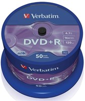 Диск DVD+R Verbatim 4.7GB 16x Cake Box (50 шт.) (43550) 216902