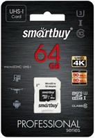 Карта памяти 64GB MicroSD SmartBuy Professional + SD адаптер (SB64GBSDCL10U3-01) 217773